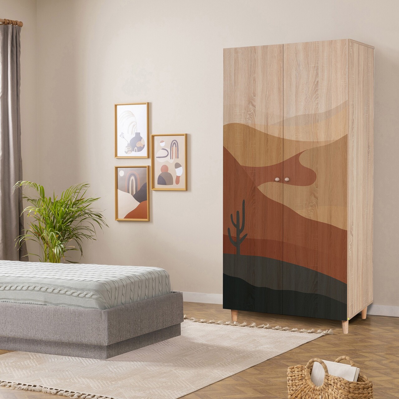 Dulap pentru haine, Vella, Lidya 2 -905, 90x192x52 cm, PAL, Sonomo