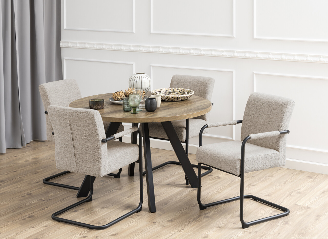 Scaun Adele, Actona, 50.5x64.5x84.5 cm, tesatura Boucle/otel, bej - view 7