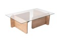 Masuta de cafea, Nordure, Flavio, 105x30x65 cm, Sticla temperata , Stejar