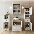 Set Dulap de Baie cu Chiuvetă și Oglindă (4 Piese), Hanah Home, 2410, MDF-LAM, Alb mat