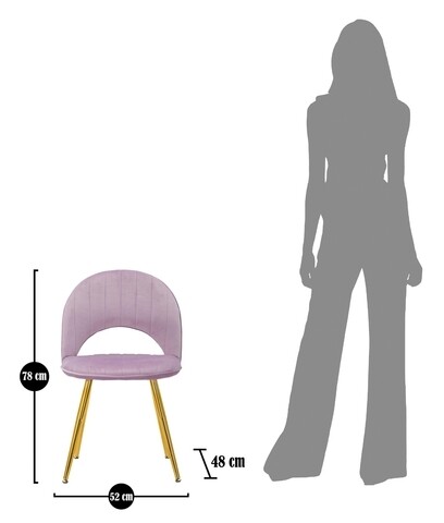 Set 2 scaune Flex, Mauro Ferretti, 52x48x78 cm, catifea, roz