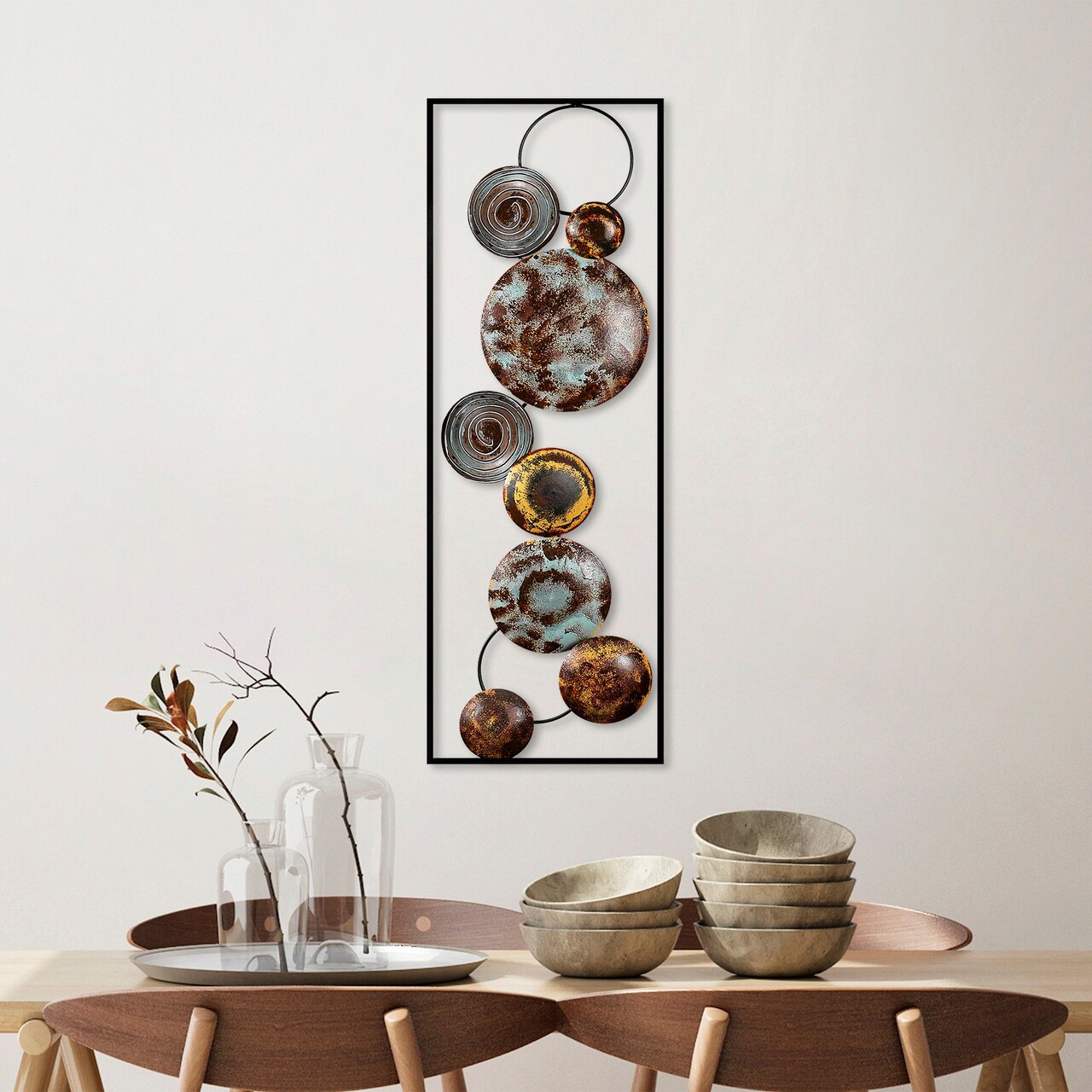 Decoratiune de perete, Textured, Metal, 90 x 32 x 4 cm, Multicolor - 2 | YEO