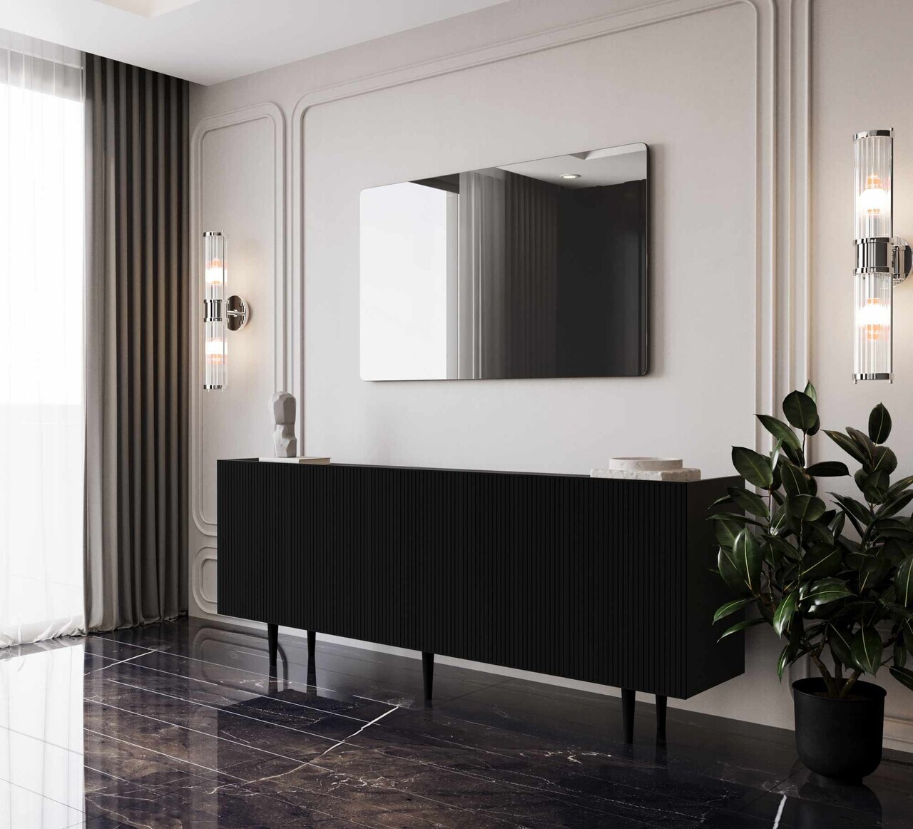 Consola, Hanah Home, Capella 200, 200x60x40 cm, MDF, Negru - view 2