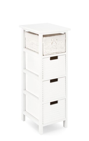 Comoda cu 4 sertare Leonie, Bizzotto, 26x32x80 cm, lemn de paulownia/MDF, alb