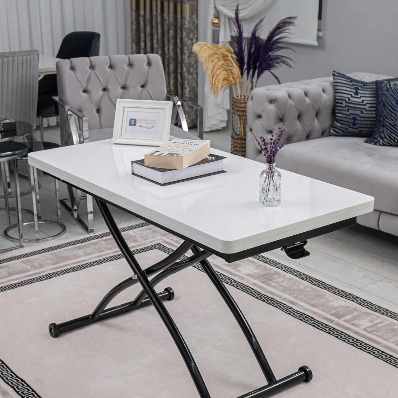 Masuta de cafea, Hanah Home, Juppo Ext, MDF, Alb/Negru — imaginea 2