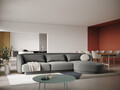 Coltar dreapta 4 locuri, Tulum, Cosmopolitan Design, 255x156x70 cm, catifea, gri deschis