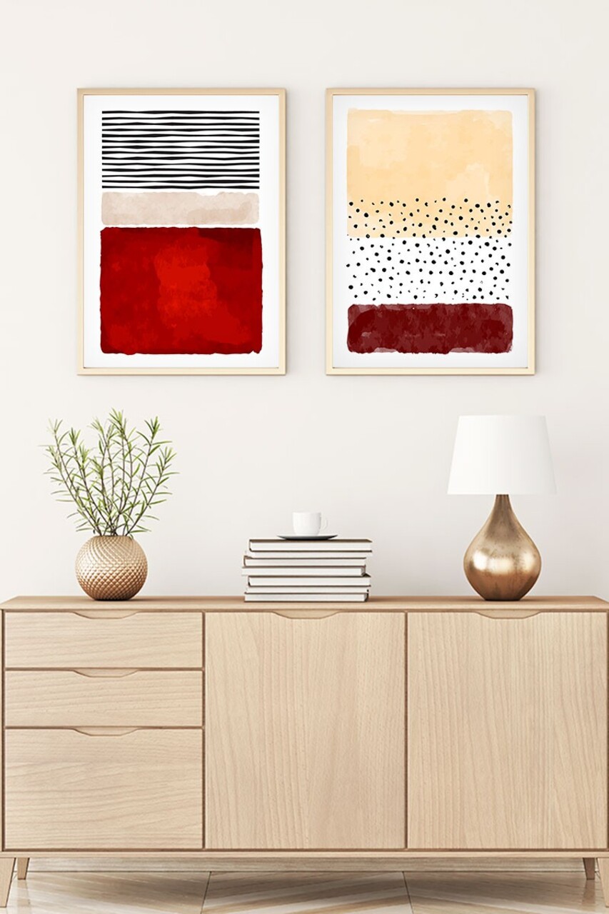 Set 2 tablouri decorative Huhu56 Cadru: 100% LEMN MASIV (Grosime: 25 cm) Multicolor