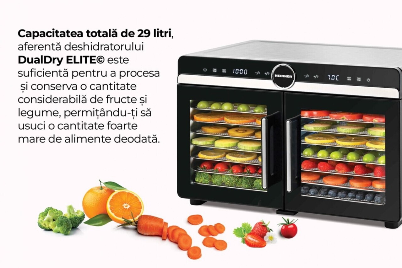 Deshidrator fructe si legume DualDry Elite, Heinner, 1200-1400W, argintiu/negru - view 11