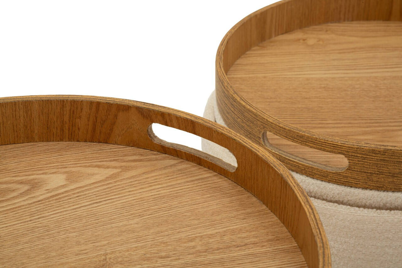 Set 2 taburete cu spatiu de depozitare, Mauro Ferretti, Nordic Style, 40x47 cm, poliester/MDF, maro — imaginea 4