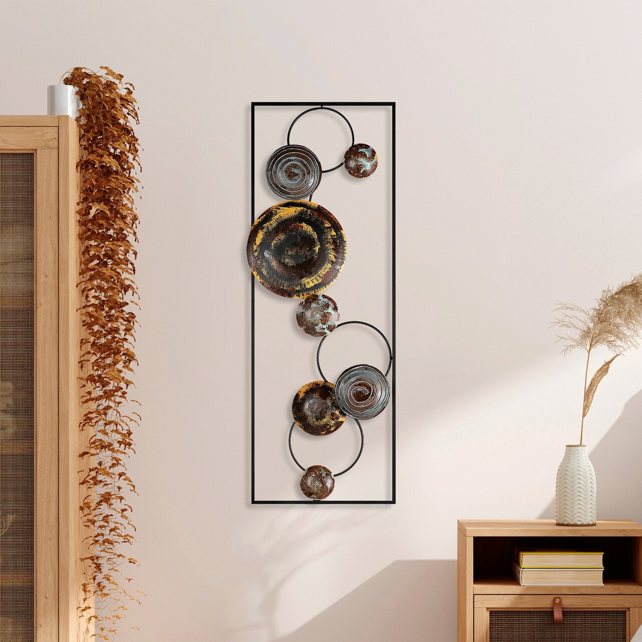 Decoratiune de perete, Textured, Metal, 90 x 32 x 4 cm, Multicolor - 2 | YEO