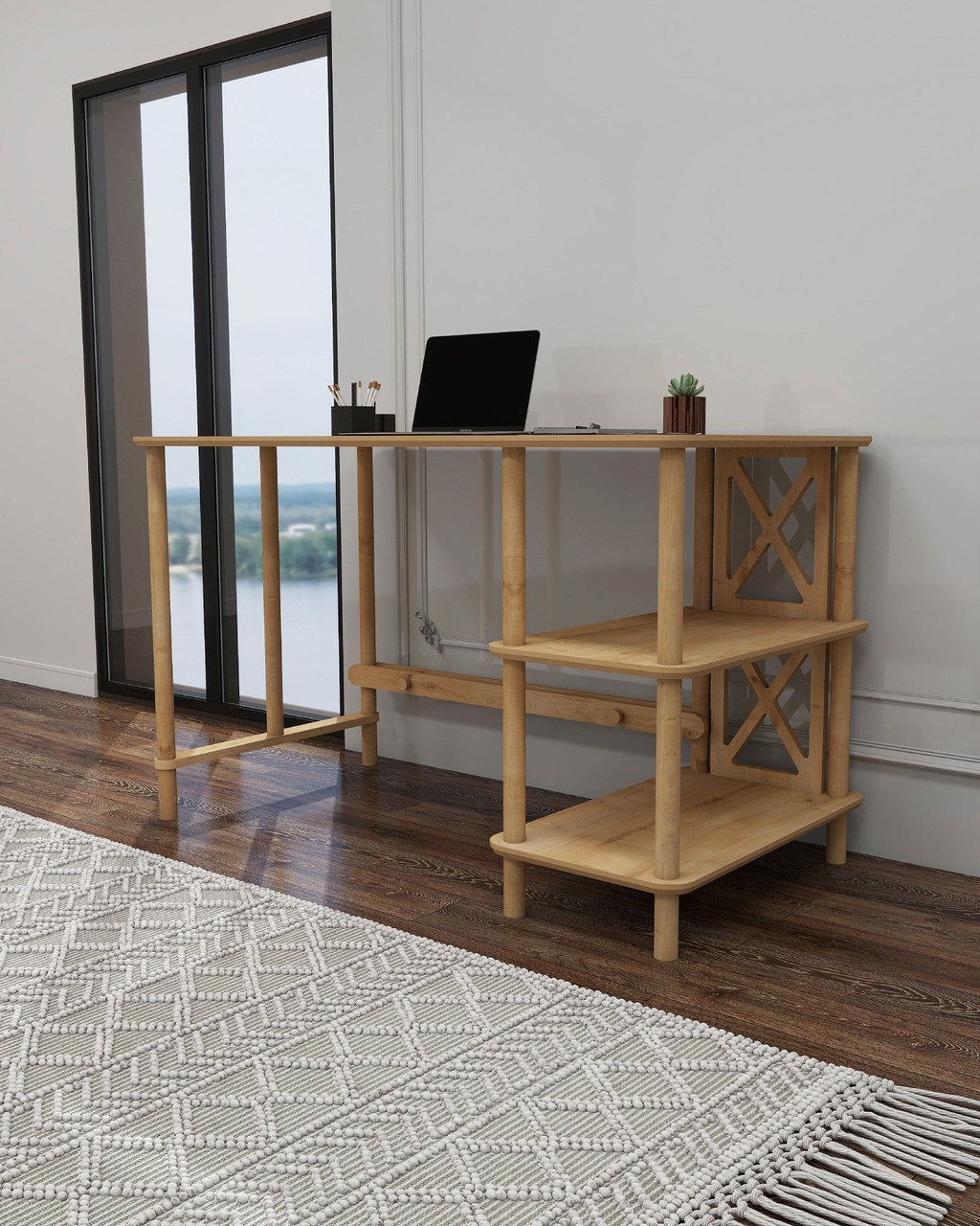 Birou, Hanah Home, Vivace, 125x75x65 cm, Stejar - view 4