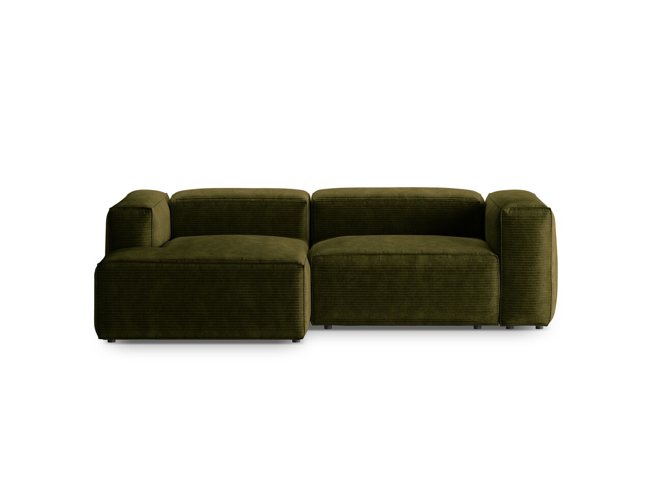 Coltar stanga 2 locuri, Bergamo, Cosmopolitan Design, 244x152x70 cm, catifea chenille raiata, verde