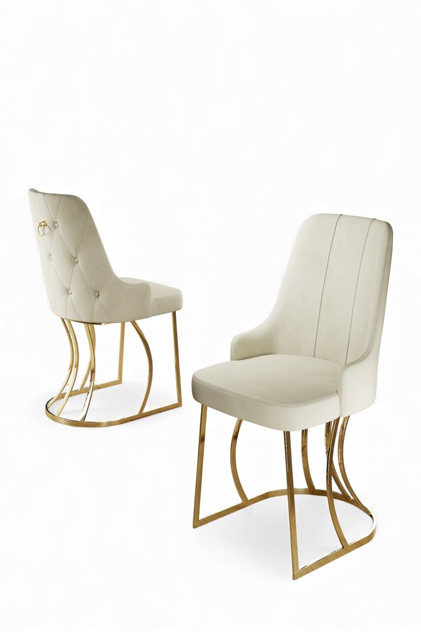 Set scaune 4 piese, Hanah Home, Puva, Crem / Aur - view 2