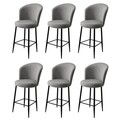 Set scaune de bar 6 piese, Charlotte, Alte, Metal, Gri/Negru