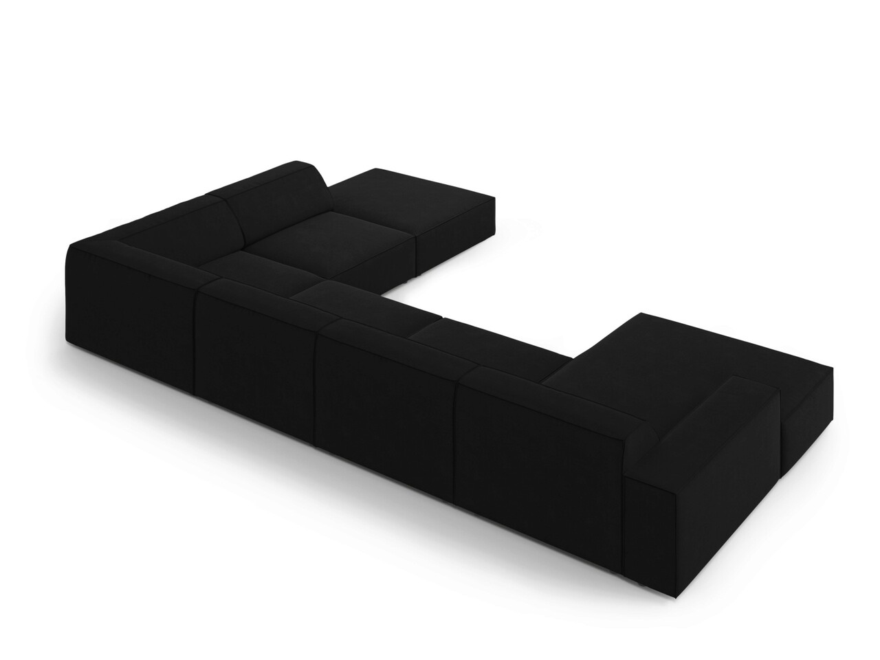 Coltar panoramic dreapta 7 locuri, Jodie, Micadoni Home, BL, 364x262x70 cm, catifea, negru - 1 | YEO