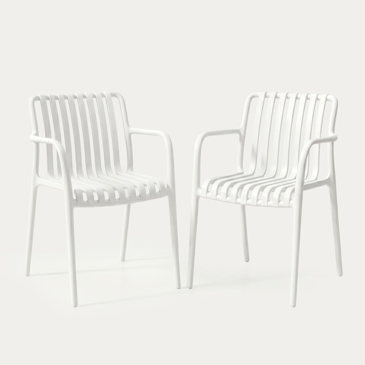 Set 2 scaune pentru terasa/gradina Valoro, Homla, 54.50x58.50x81 cm, plastic, alb — imaginea 4