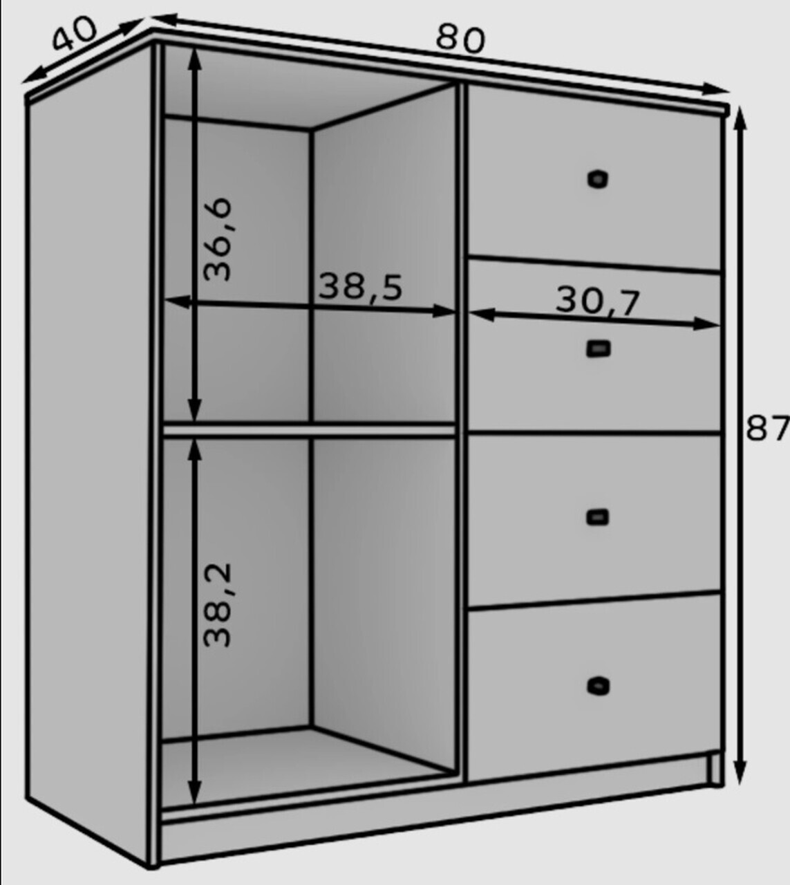 Comoda ADRK, Evi, 80x40x87 cm, PAL laminat, artisan — imaginea 8