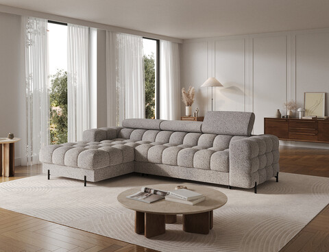 Coltar extensibil dreapta 3 locuri ELTAP, LT-20PEL, Felro, 285x181x93 cm, lemn/poliester, gri