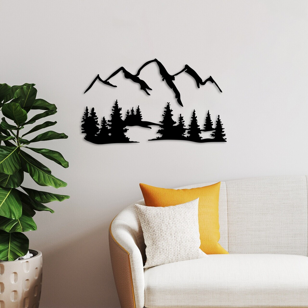 Decoratiune de perete, Nature And Mountain, Dimensiune: 66 x 23 cm (1 bucată), Negru — imaginea 3