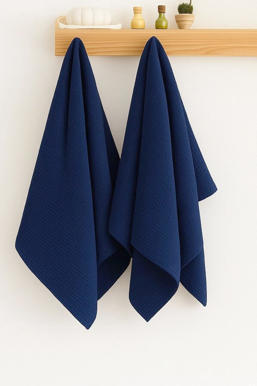 Set prosoape de baie, L'essentiel Maison, Soho, 65% bumbac/35% poliester, Albastru navy
