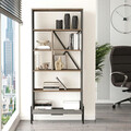 Corp biblioteca, Locelso, VS4, 75.5x160.8x44.5 cm, Maro / Gri / Antracit