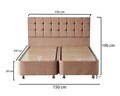 Saltea dubla, Base & Headboard, Niron, Helen, 150x38x200 cm, Cadru: OȚEL, Maro deschis