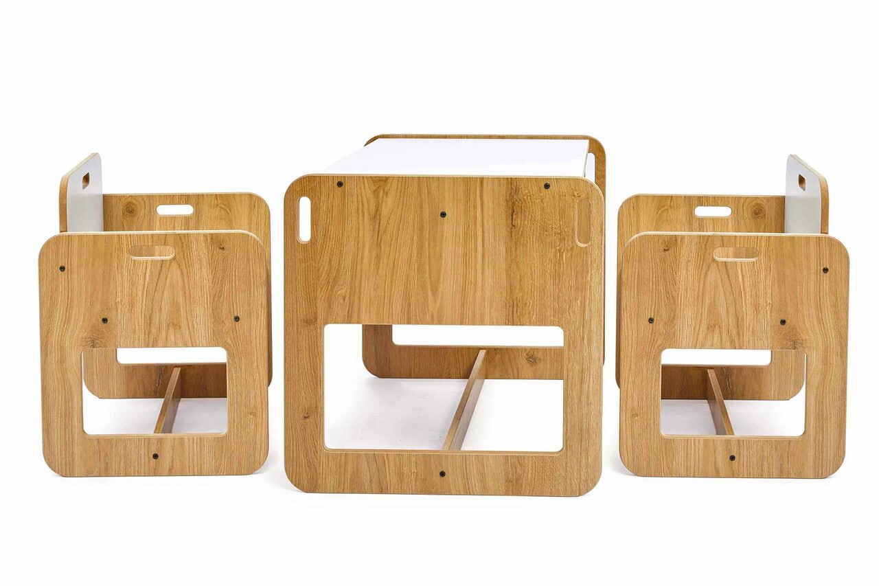 Set masa si scaun pentru copii, Hanah Home, Dove 2, Alb / Natural - view 7