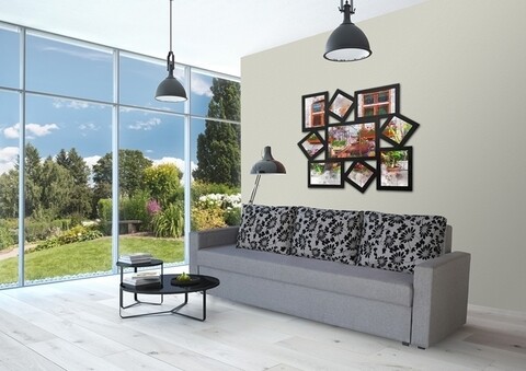 Poza Canapea Extensibila Firenze Grey Black Flower 218x85x85 cm + lada de depozitare