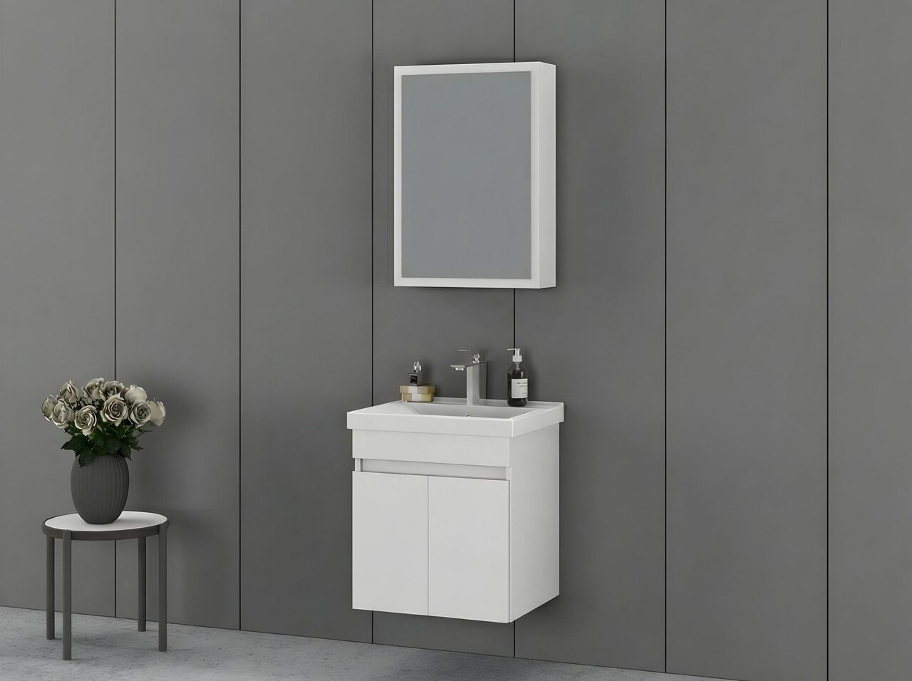 Set mobilier de baie (2 piese), Hanah Home, Amore 55, Alb mat - view 2