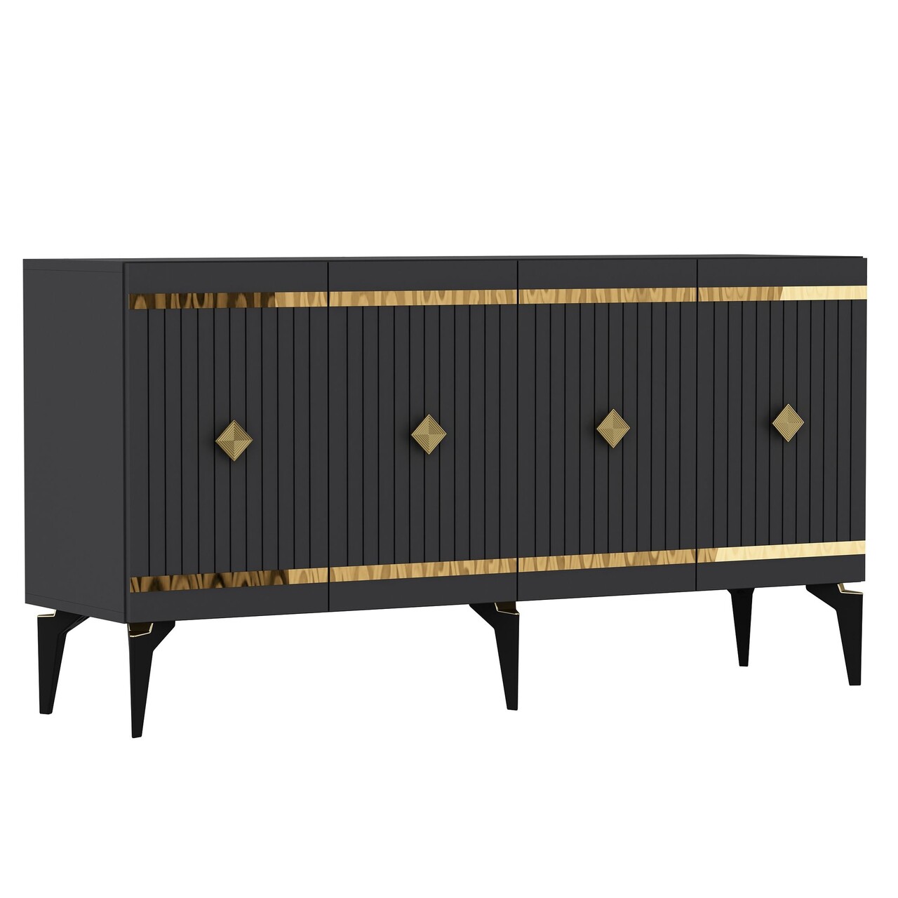 Consola, Hanah Home, Lenora, 150x79x40 cm, PAL , Antracit / Aur - view 6