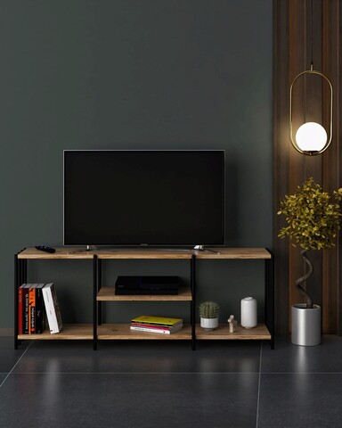 Comoda tv, valovi, nina, 124x46x26 cm, pal, negru