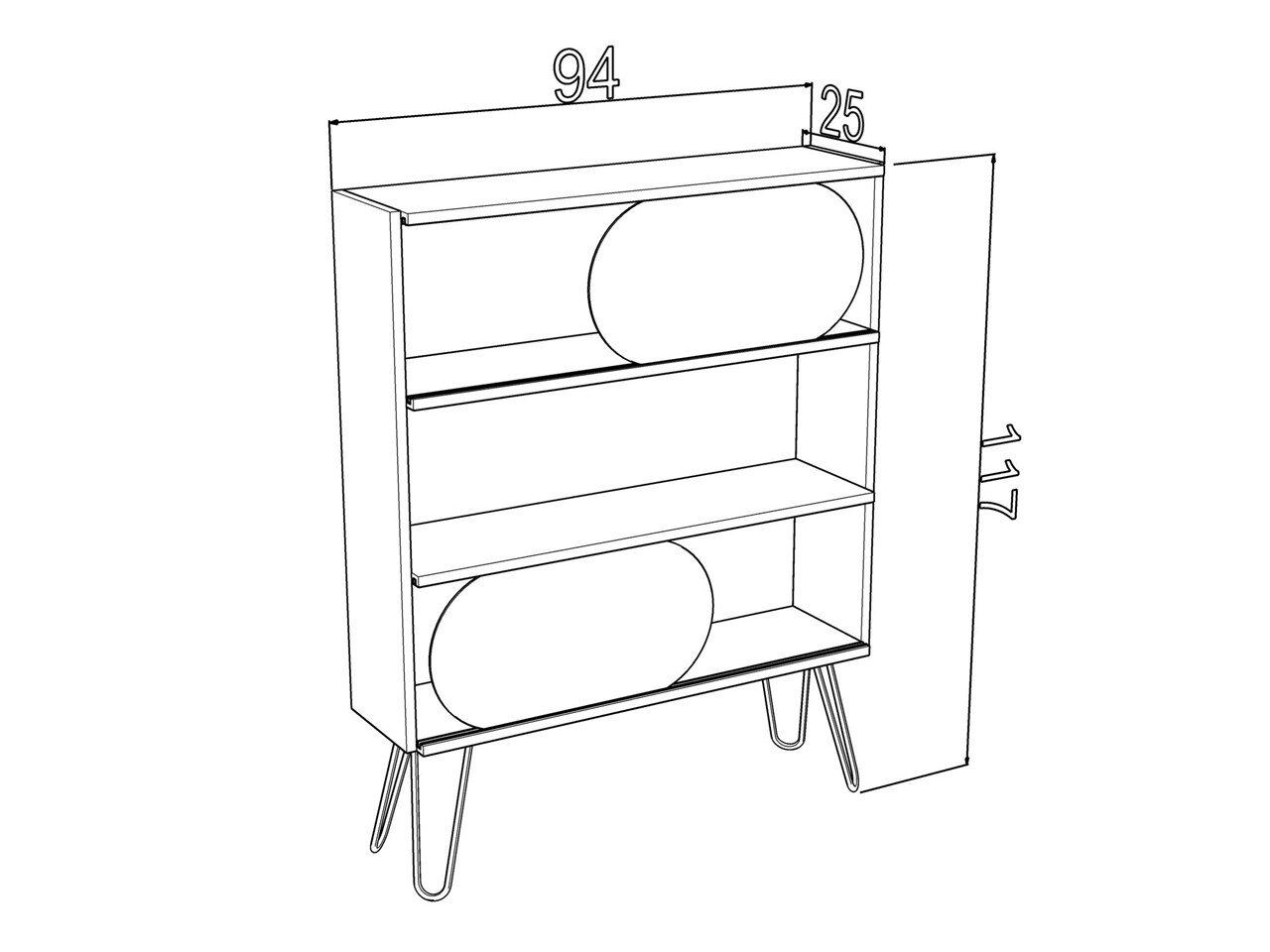 Biblioteca Mingitav Illia No.5, 94 X 25 X 117 Cm, PAL/metal, Walnut/negru