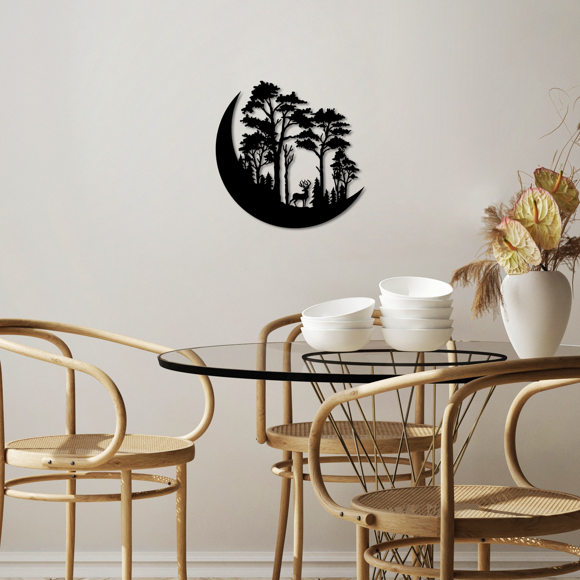 Decoratiune de perete, The Wild Nature 1, Dimensiune: 50 x 50 cm, Negru