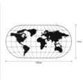 Decoratiune de perete, World Map 17, Metal, Dimensiune: 120 x 60 cm, Negru