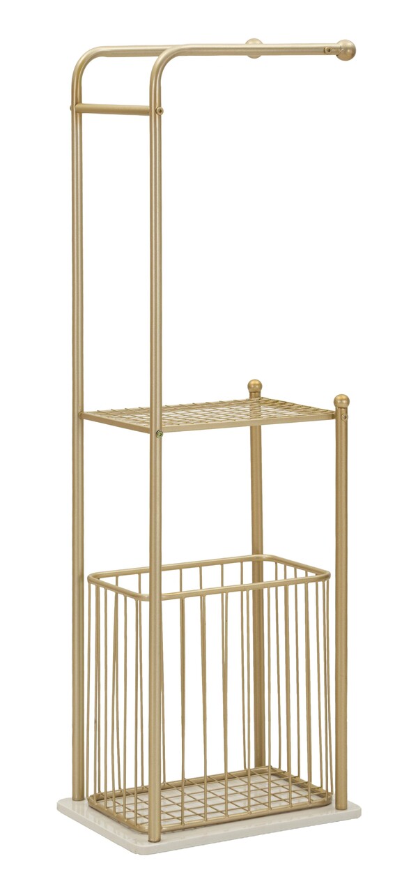 Suport pentru prosoape, Mauro Ferretti, Root, 40x30x122 cm, metal/imitatie de marmura, auriu/alb - view 8