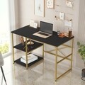 Birou, Locelso, VG23, 120 x 75 x 60 cm, pal melaminat/metal, negru/auriu