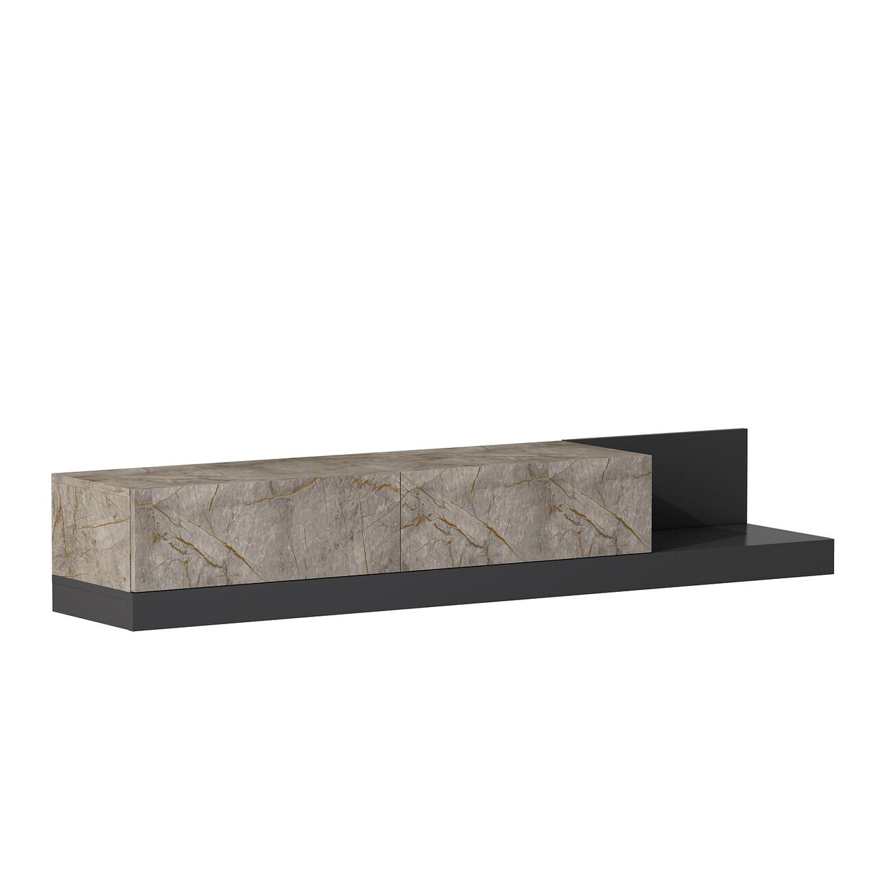 Comoda TV, Hanah Home, Major, 180x30x37 cm, PAL, Marmură Gordion / Antracit — imaginea 7