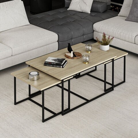 Masuta de cafea, Hanah Home, Levada, 90.45.45x37.42.37x60.52.52 cm, Bona / Stejar