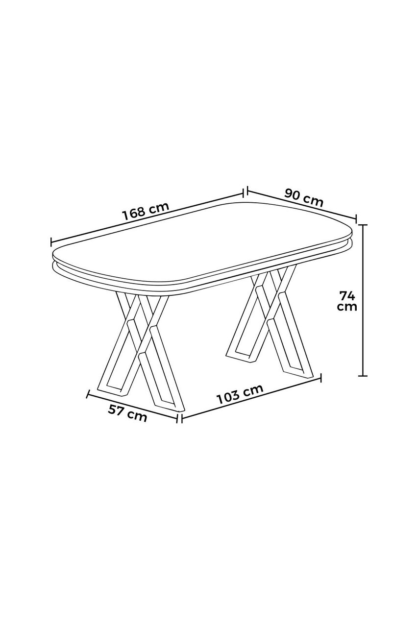Masa, Hanah Home, Afe, 168x76x90 cm, Model de marmură albă / Crom — imaginea 3