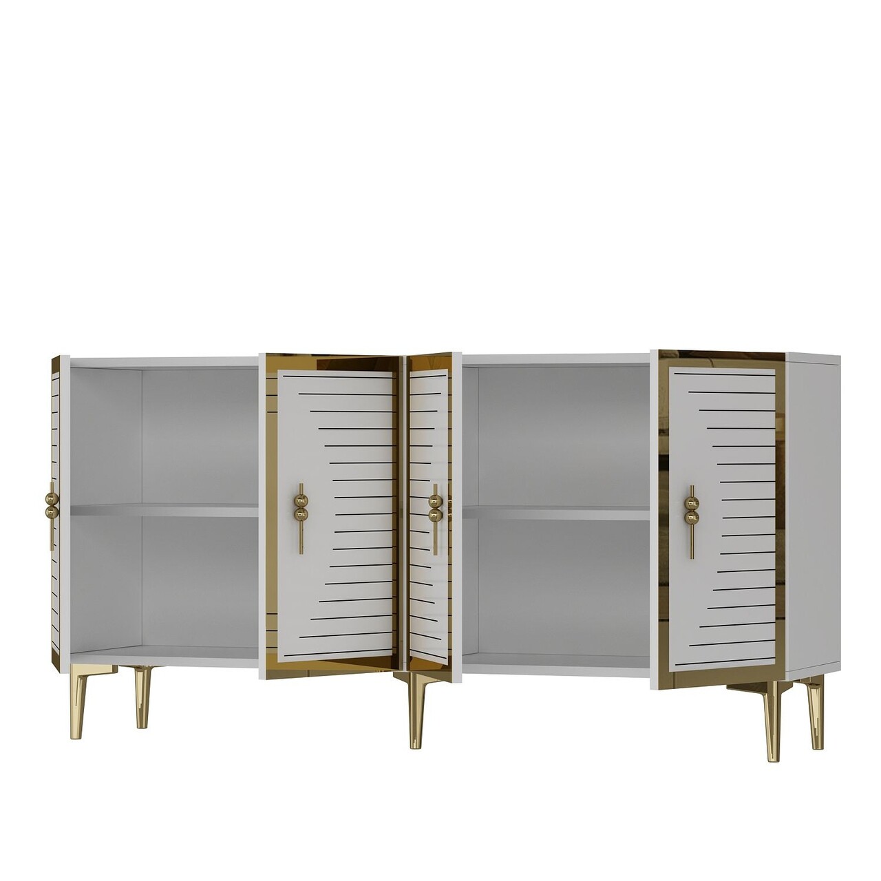 Consola, Hanah Home, Tuna, 150x75x32 cm, PAL , Alb/Auriu - view 5