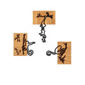 Decoratiune de perete, Naughty Monkeys, 50% lemn/50% metal, No 1: 24 x 3 x 25 cm, Nuc negru