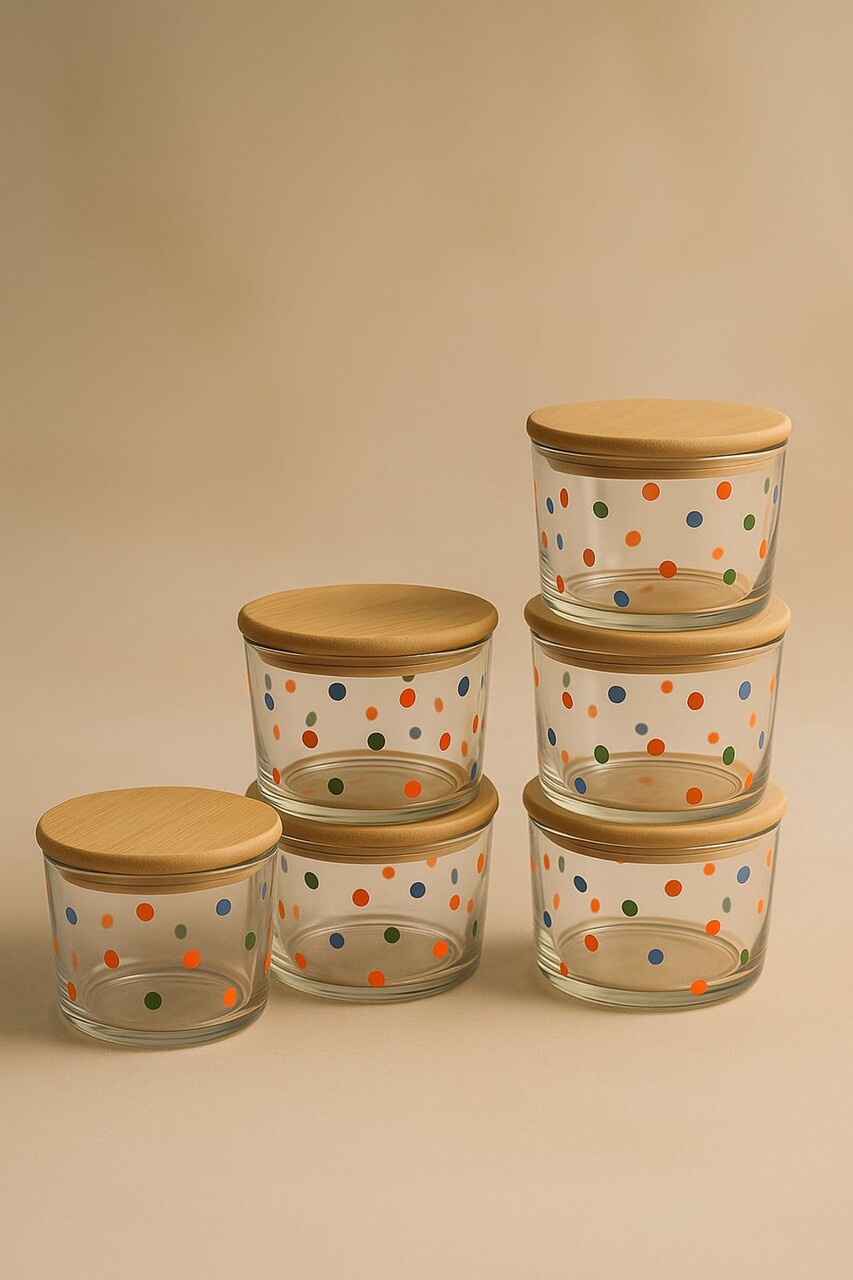 Set recipiente depozitare, Hermia, 409PBH1421, Capac din bambus: (6 bucăți), Transparent - imagine 3