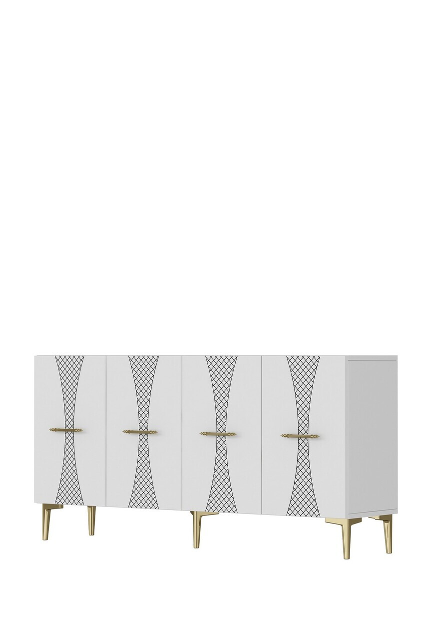Consola, Hanah Home, Slim 150, 150x75x32 cm, Alb/Auriu — imaginea 5
