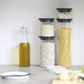 Recipient cu capac, Brabantia, Stackable, 10.4x32.1 cm, 1.9 L, sticla borosilicata, gri inchis