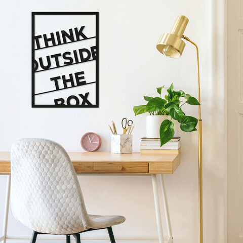 Decoratiune de perete, think outside the box, metal, dimensiune: 35 x 50 cm, negru