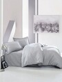 Lenjerie de pat dubla Super King (FR), 3 piese, Elegant - Grey, Cotton Box, Bumbac Satinat