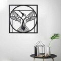 Decoratiune de perete, Da Vinci Bird, Metal, Dimensiune: 50 x 50 cm, Negru