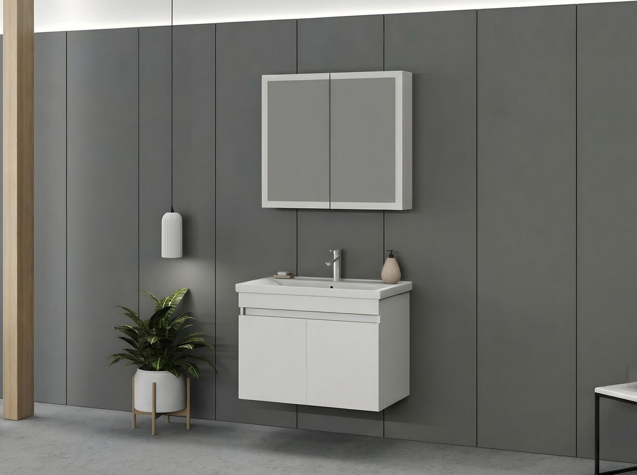 Set mobilier de baie (2 piese), Hanah Home, Foresta 80, Alb mat - view 2