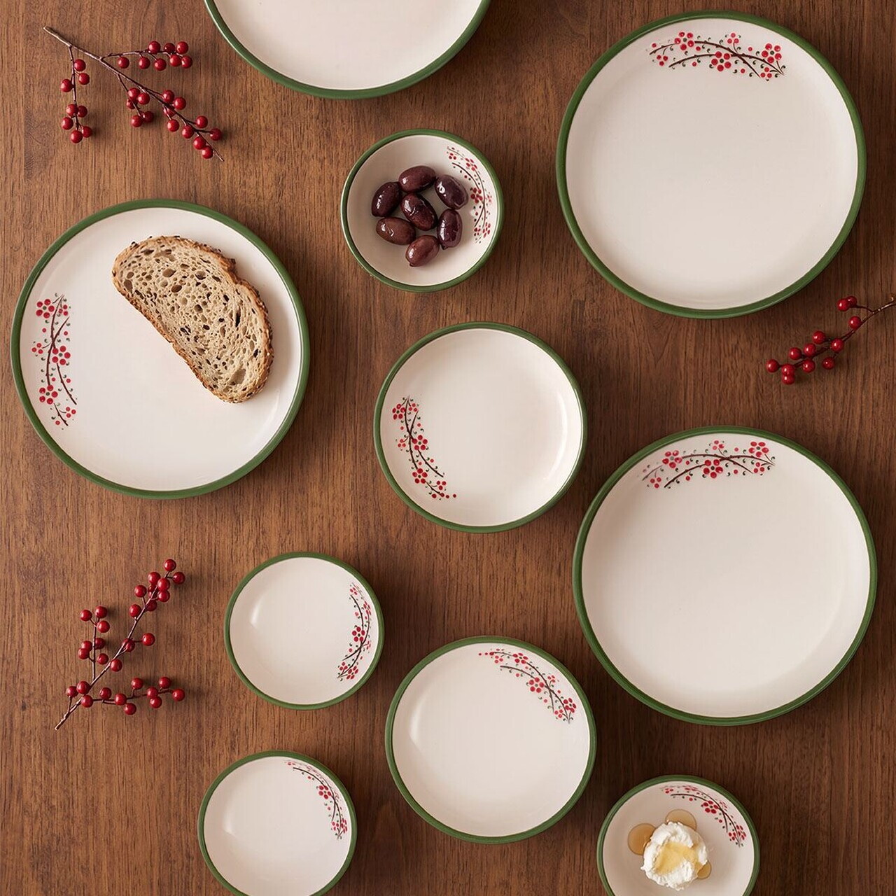Set de mic dejun Hermia 868ARY1161 CERAMICĂ Bol pentru gem: 95 x 95 cm (4 bucăți) Verde