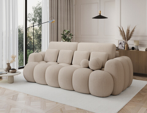 Canapea extensibila 3 locuri ELTAP, Cotonn, 256x119x105 cm, lemn/poliester, bej